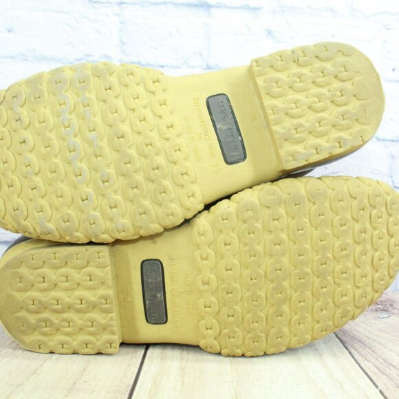 LL Bean Brown Leather Shearling Lined Mid Calf Duck Boots Round Toe Size 8 Wide - Picture 10 of 10